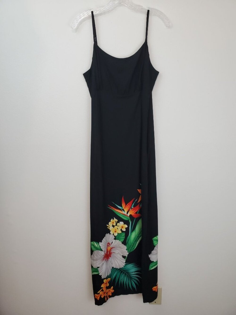 Lava Hut black tropical print spaghetti strap slip dress